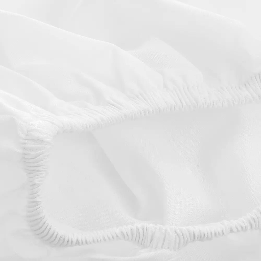 Close-up of a white fitted sheet