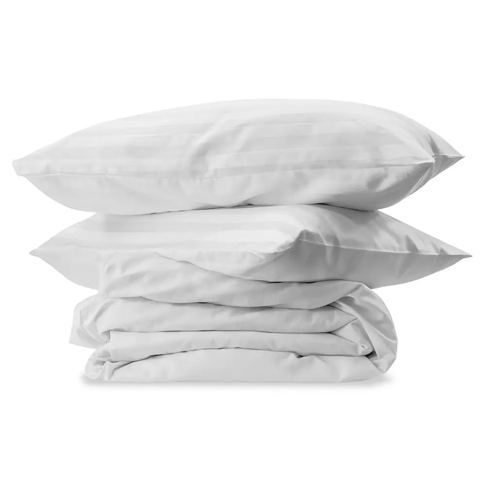 Easycare Satin Stripe Duvet Cover - White