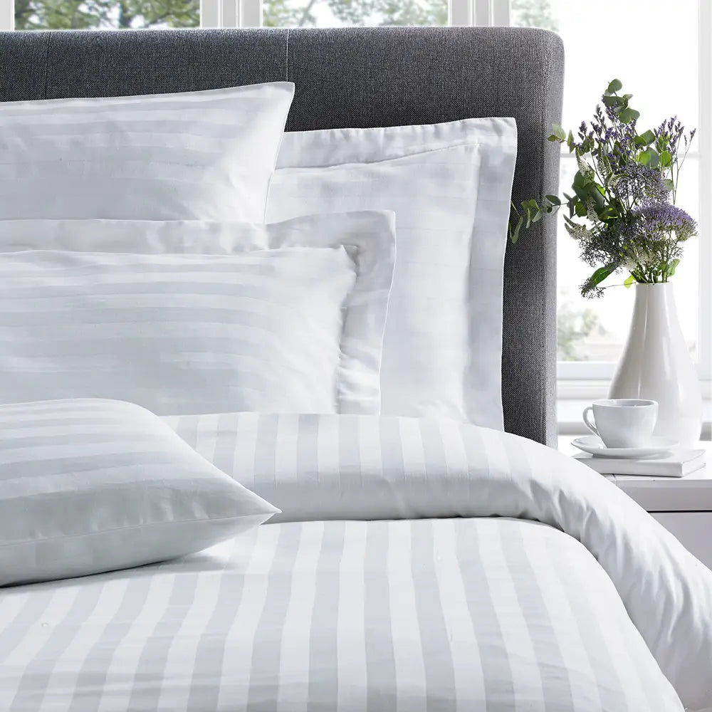 Easycare Satin Stripe Duvet Cover - White