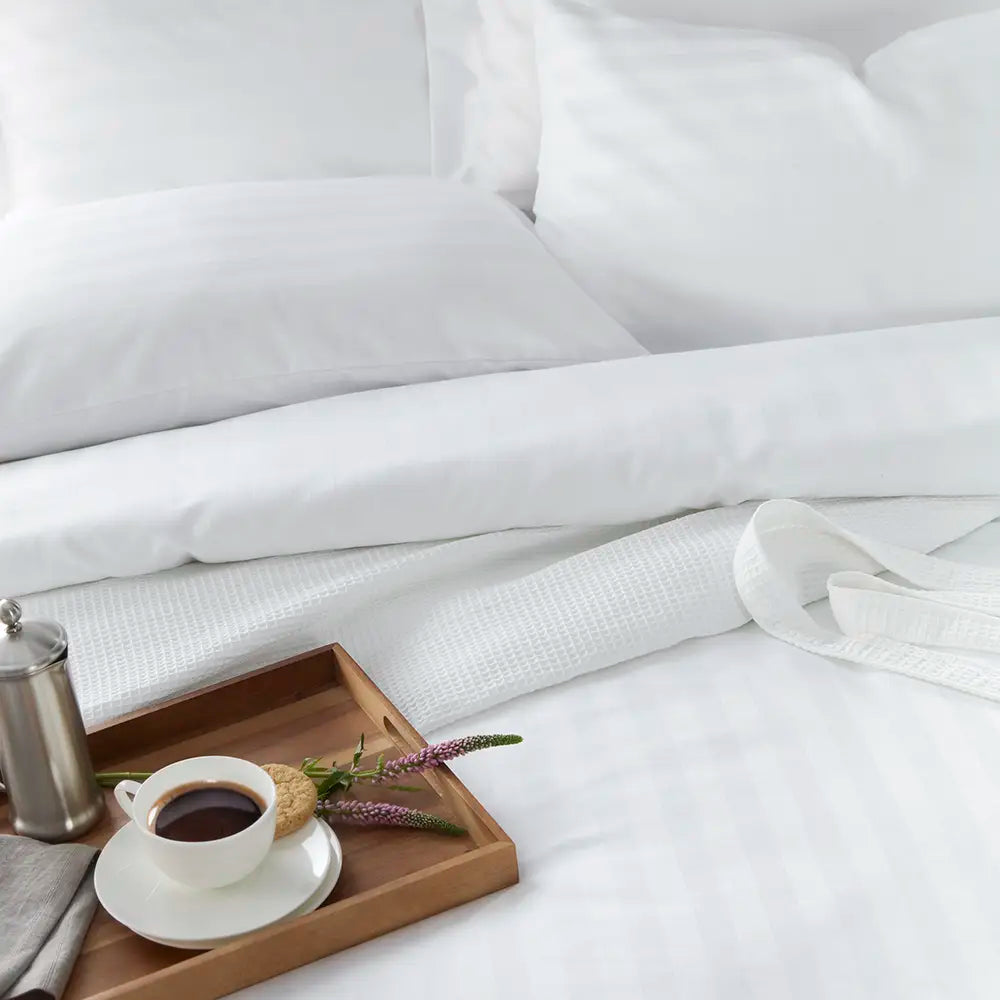 Easycare Satin Stripe Duvet Cover - White