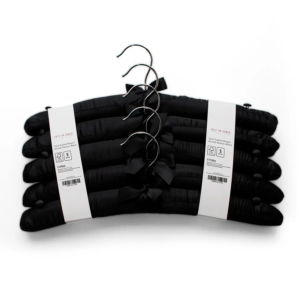 Satin Padded Hook Coat Hanger - Pack of 5