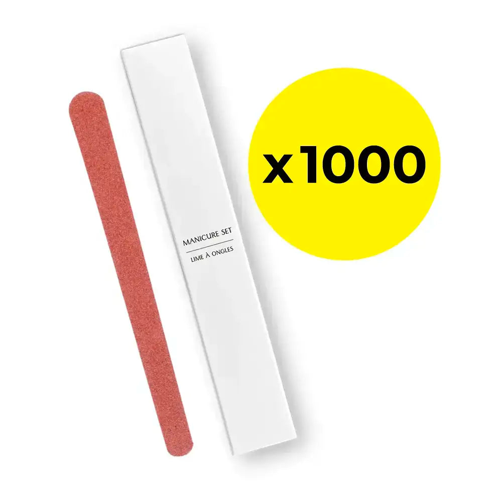 Manicure set with a white handle and blue base, shown with packaging and a yellow circle with 'x1000' text.