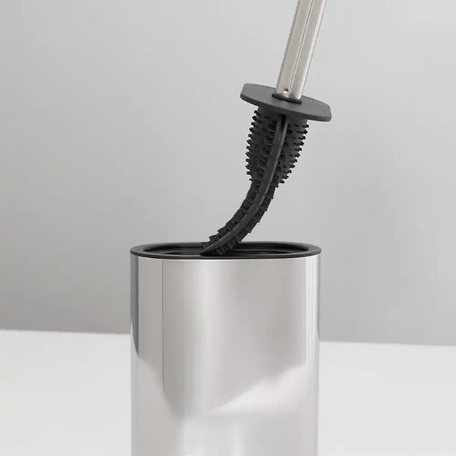 Polished steel toilet brush