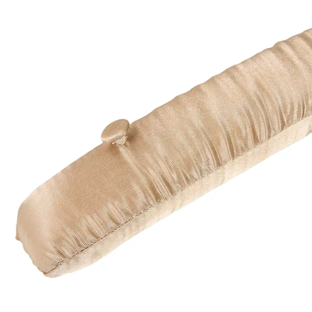 Beige hanger with a button on a white background