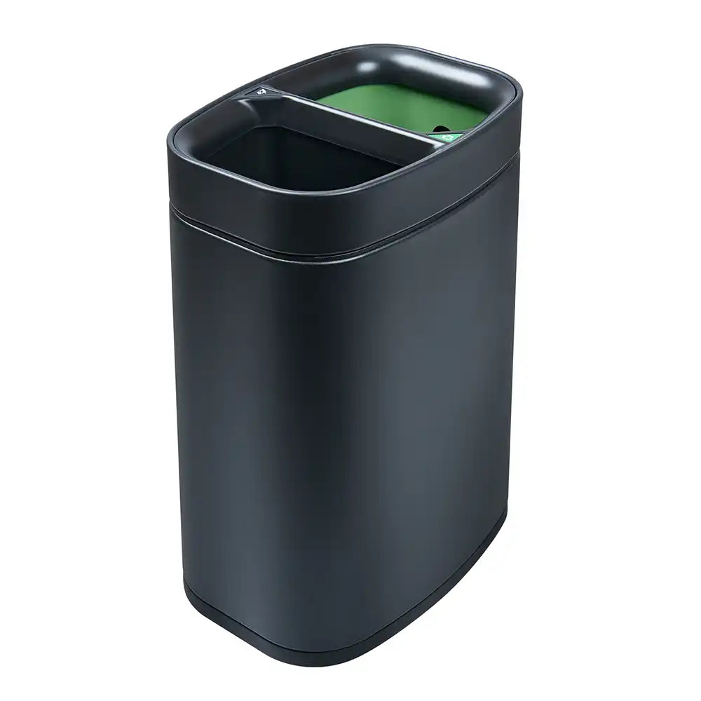 Stainless Steel Waste & Recycling Twin Bin 12L - Black