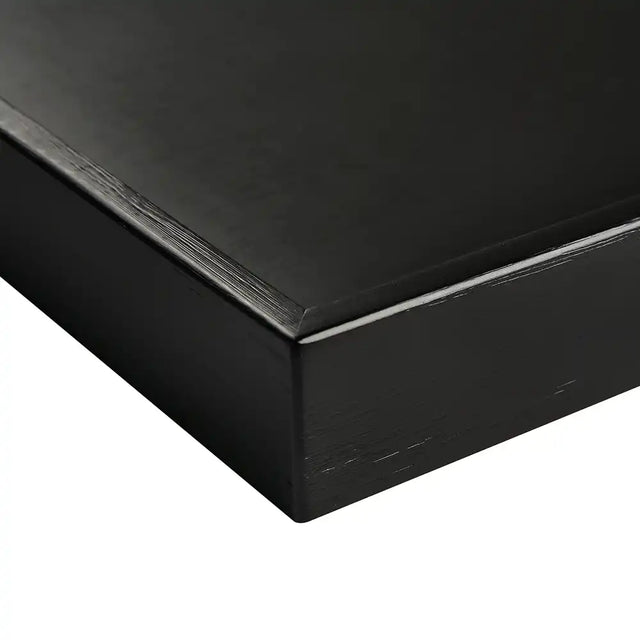 Black wooden tray corner on a white background