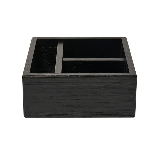 Black wooden holder on a white background
