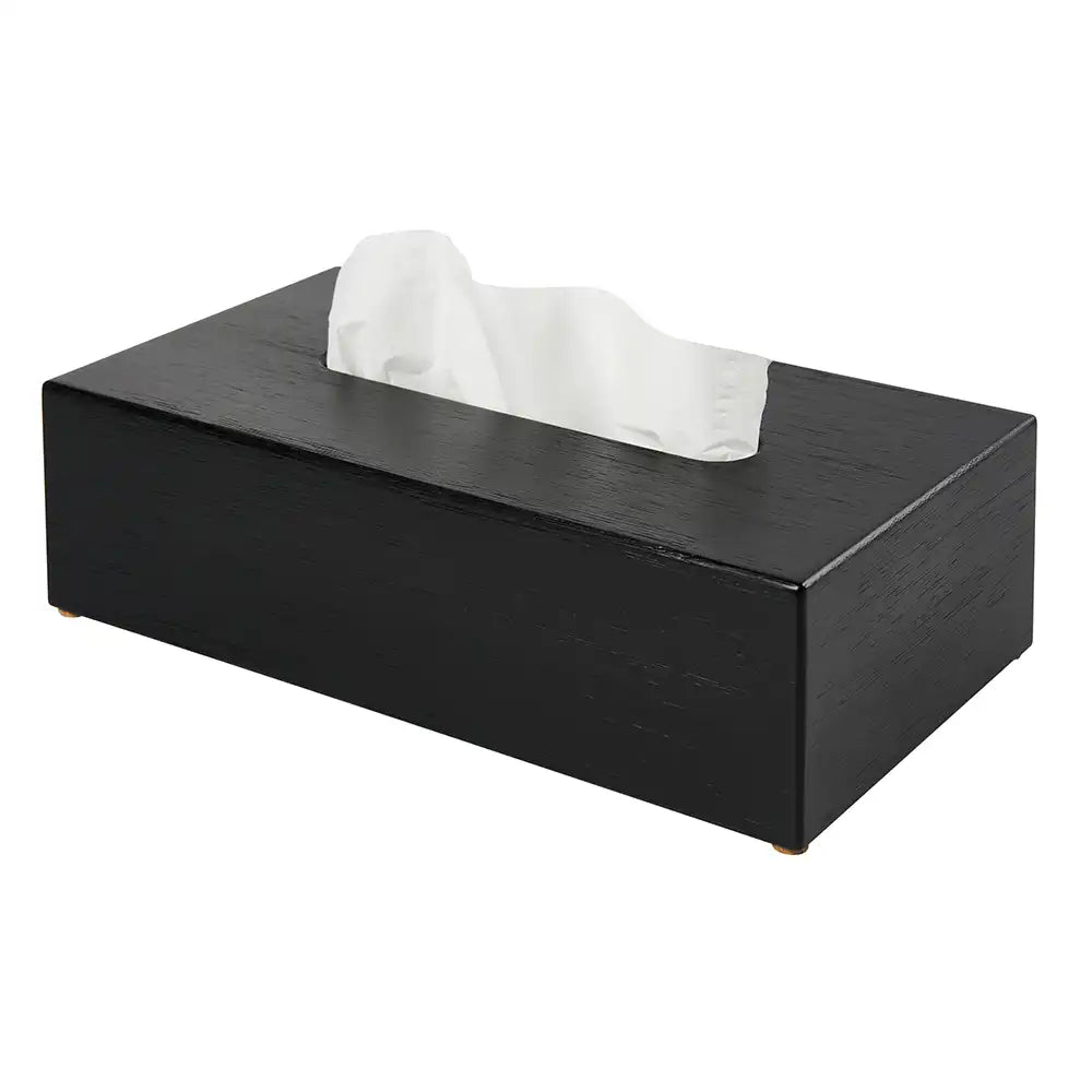 Bamboo Rectangular Tissue Box Cover - Black