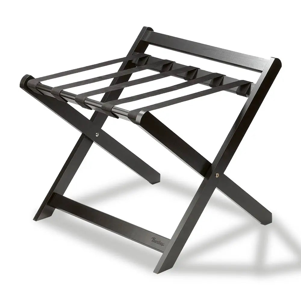 Black luggage rack on a white background
