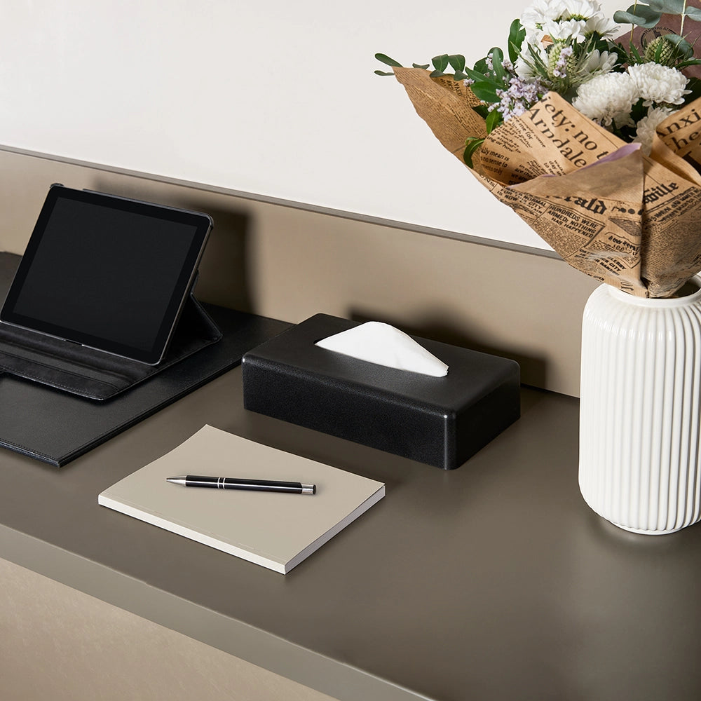 Plastic Rectangle Tissue Box Cover - Black