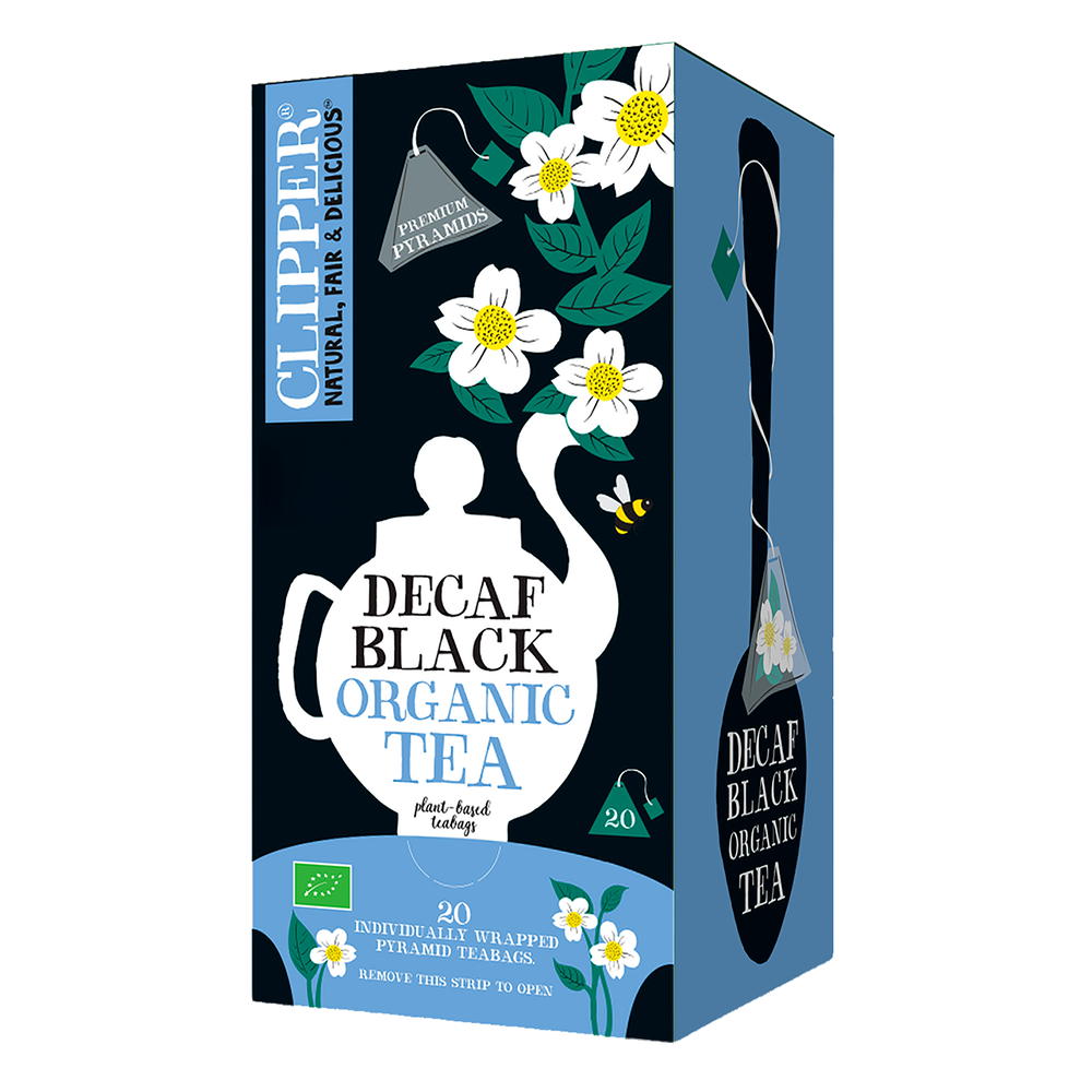 Clipper Premium Organic Decaf Pyramid Tea Bags - Tag & Envelope