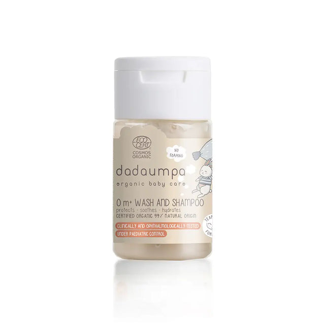 Dadaumpa baby wash and shampoo bottle on a white background