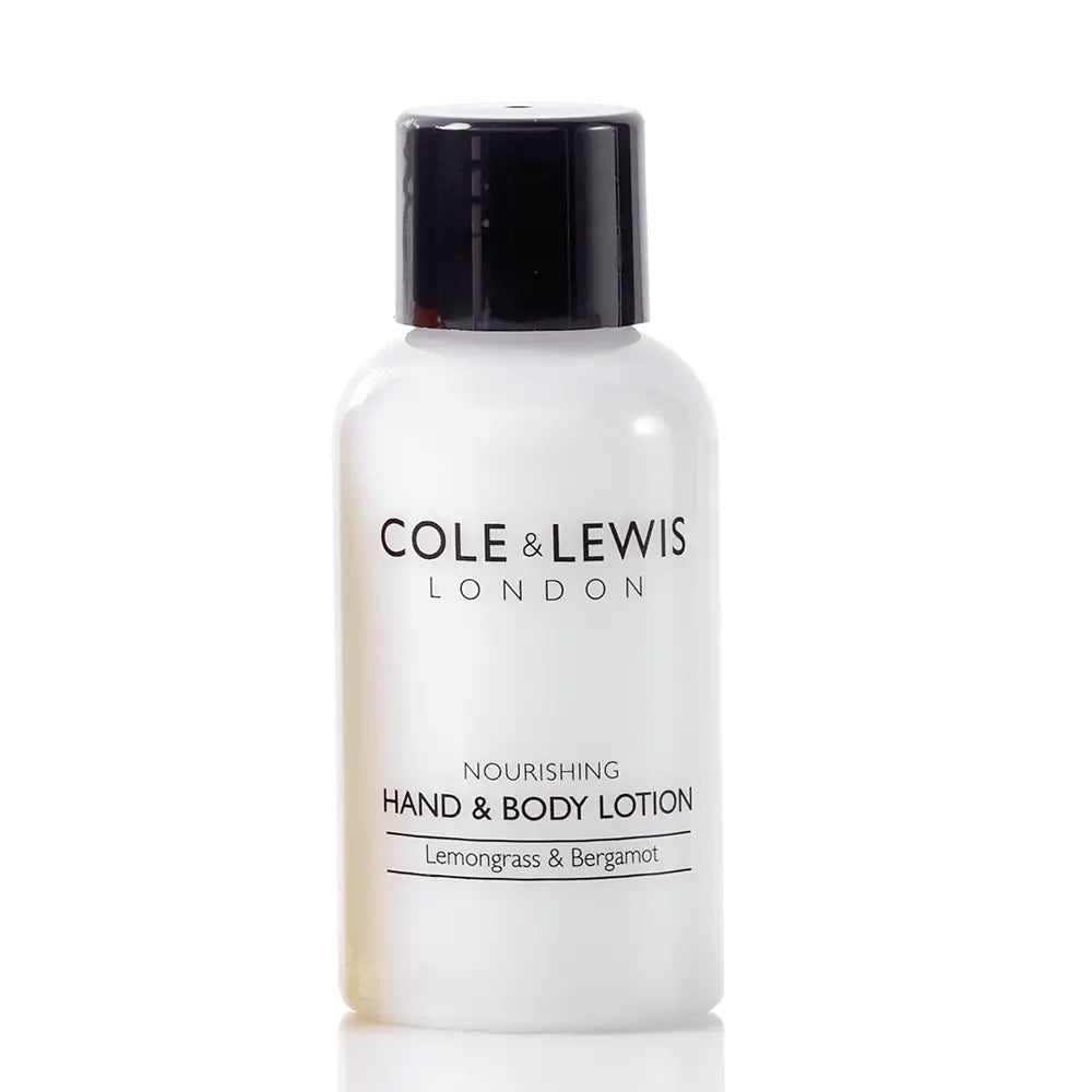 30ml bottle of Cole & Lewis lemongrass & bergamot hand and body lotion on a white background