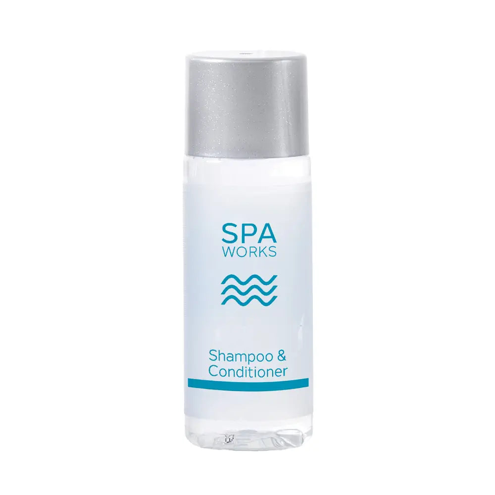 Bottle of Spa Works Shampoo & Conditioner on a white background