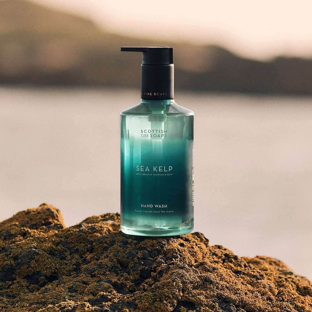 Hand wash bottle on rock