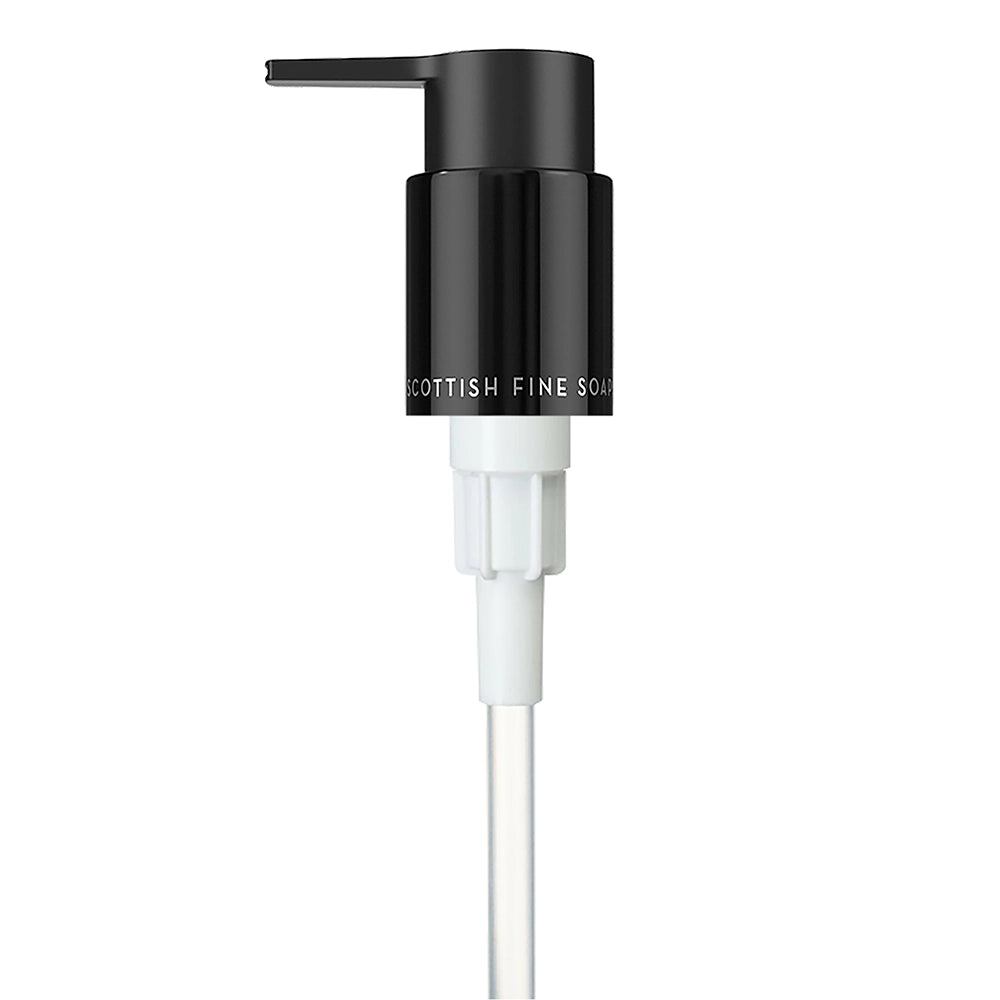 Spare black pump - A black pump top with the text 'Scottish Fine Soaps' printed on it, designed for a 300ml bottle.