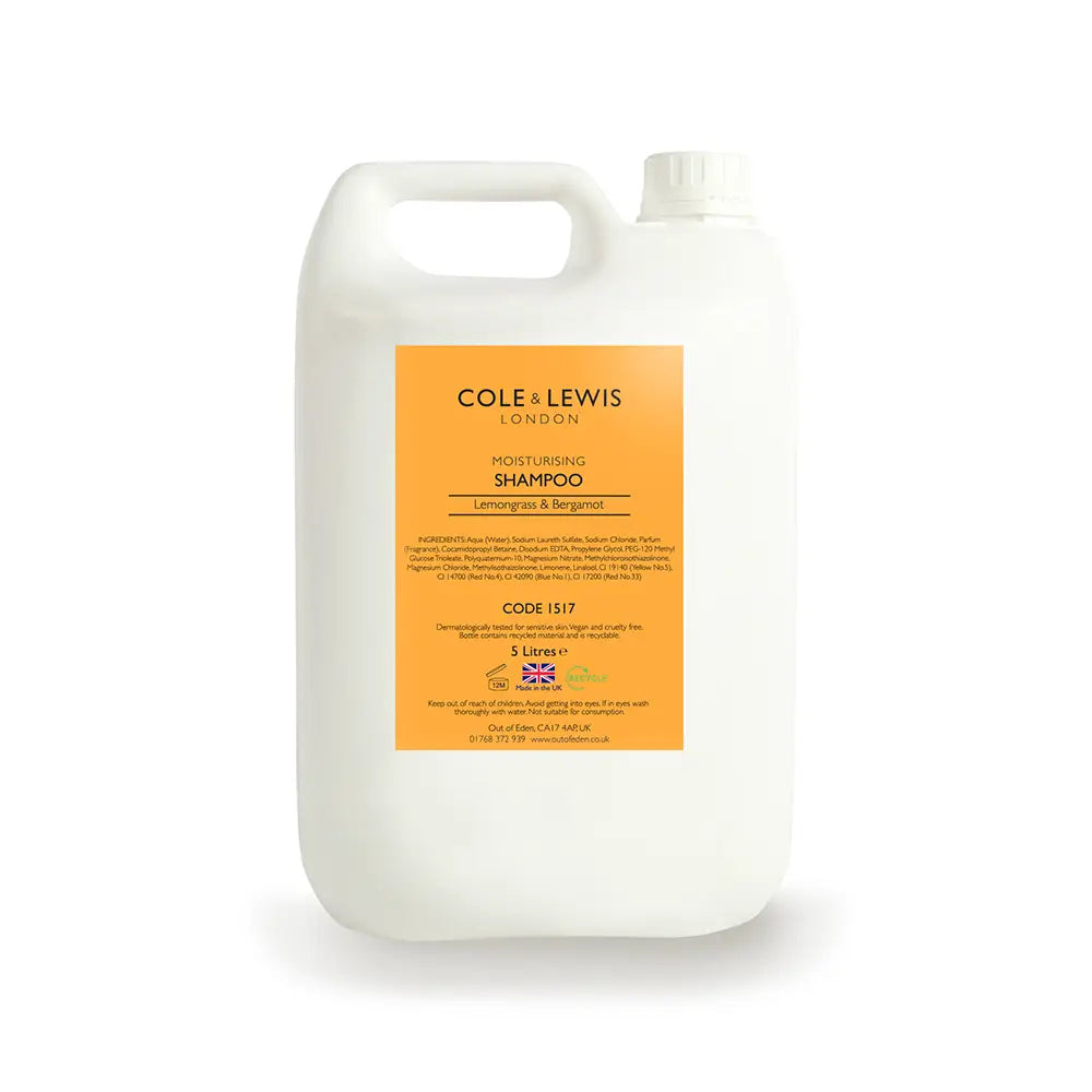 Cole and Lewis Lemongrass Bergamot moisturising shampoo 5 litre refill