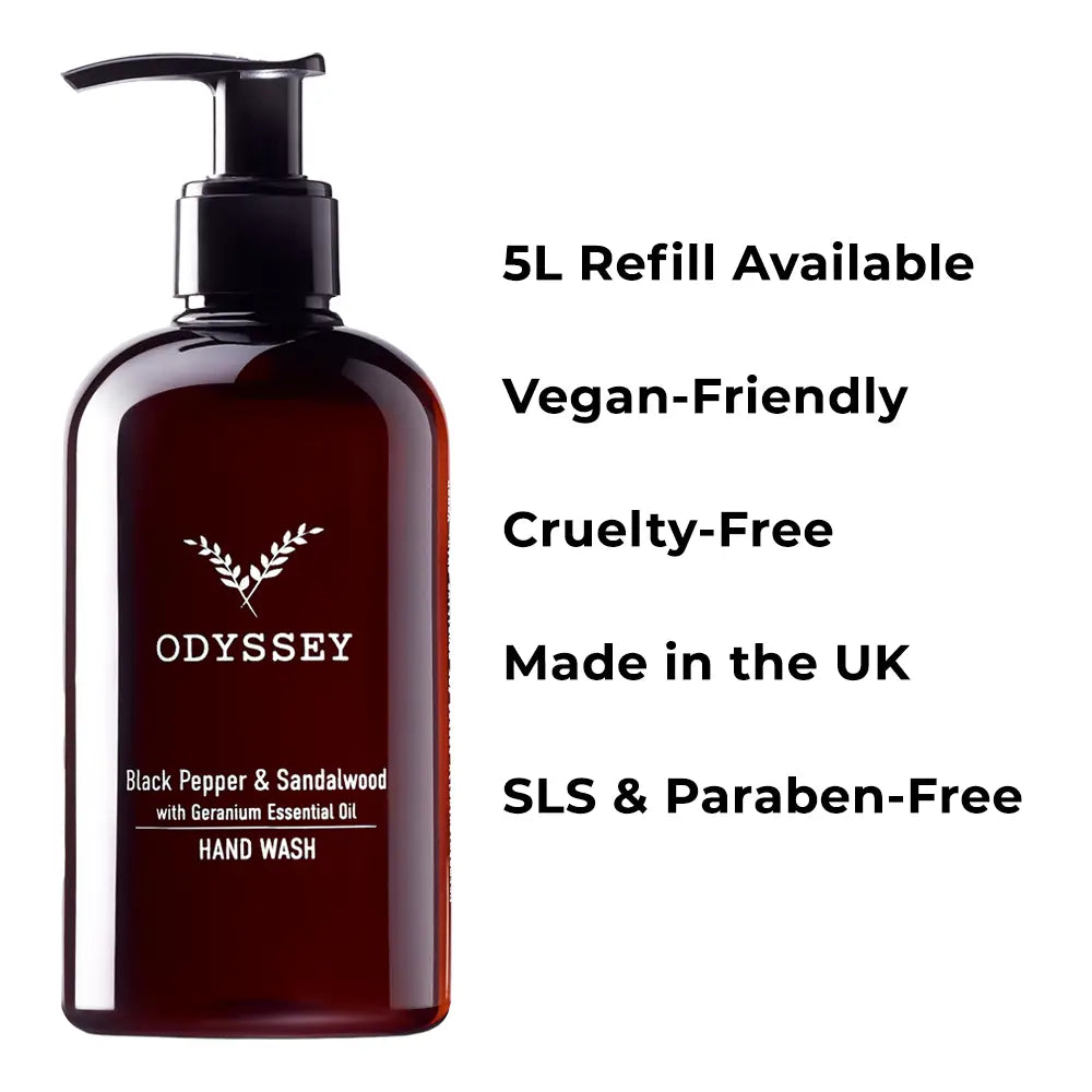 Odyssey Black Pepper & Sandalwood Hand Wash 300ml benefits
