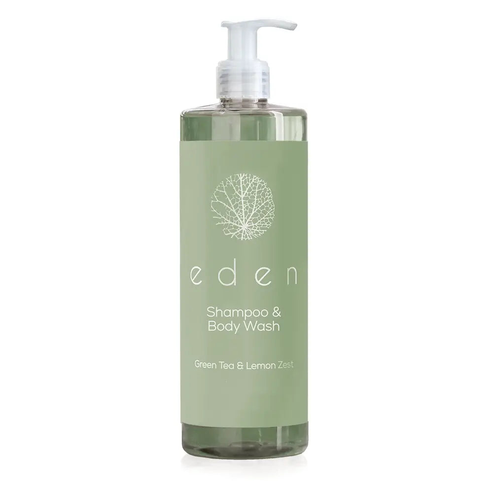 Eden green tea and lemon zest Shampoo & Body Wash 500ml bottle on a white background