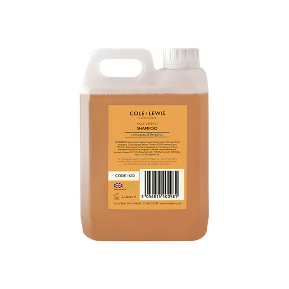 Cole and Lewis Lemongrass Bergamot moisturising shampoo 2 litre refill