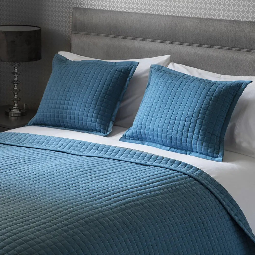 Colbalt Crompton Bedspread runner in lifestyle setting