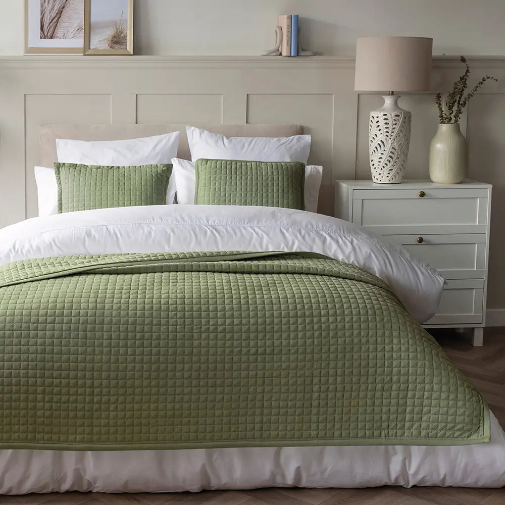 Sage Crompton Bedspread runner in lifestyle setting