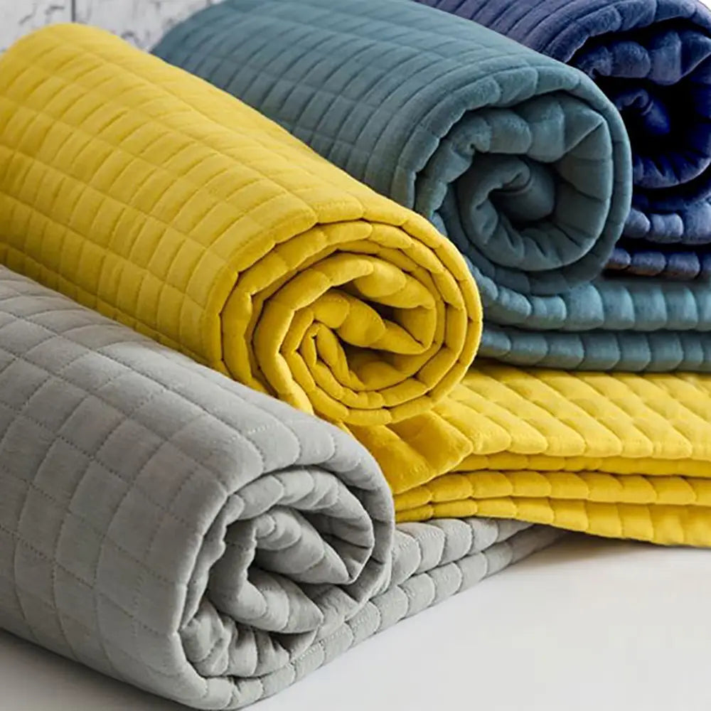 Crompton Bedspread runners in Navy, Colbalt, Saffron and Grey