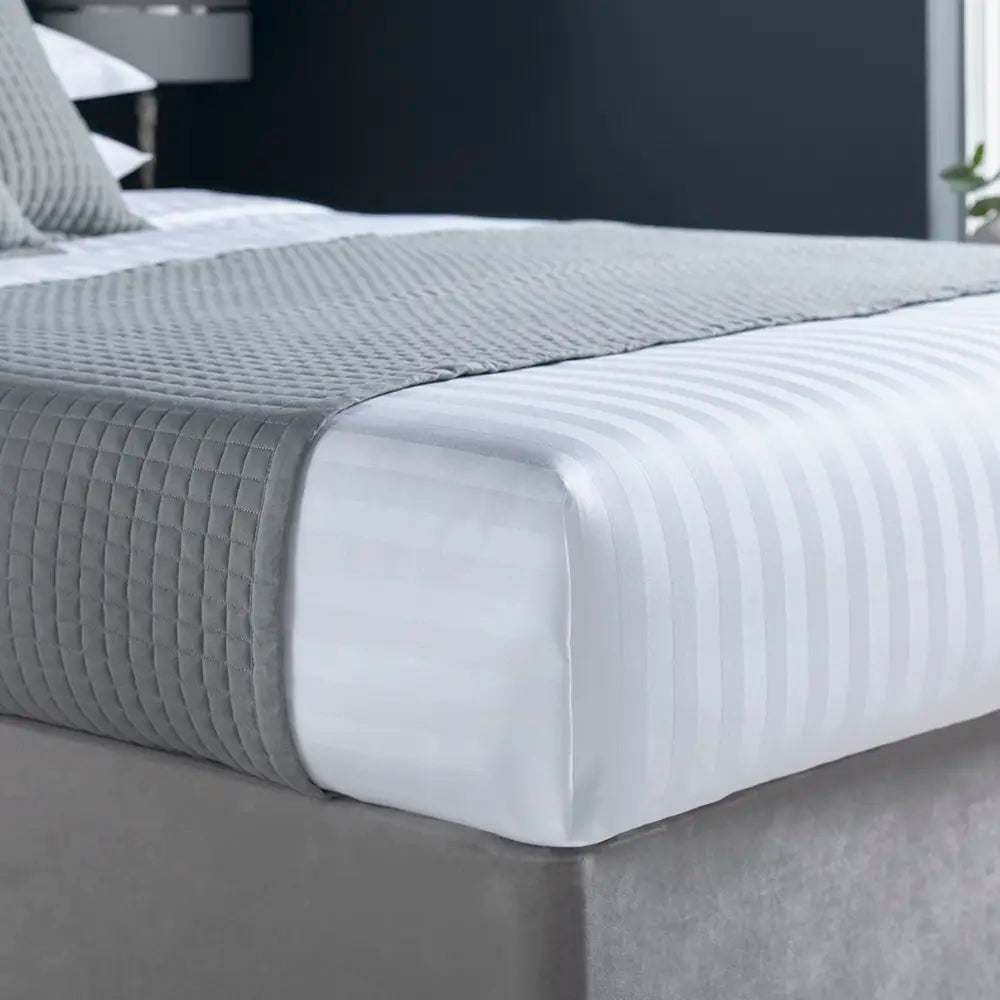 Easycare Satin Stripe Duvet Cover - White