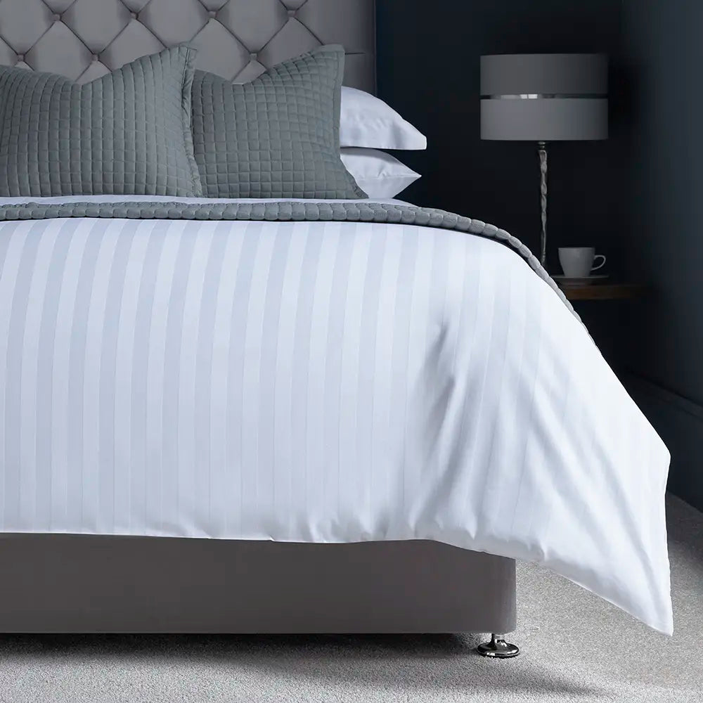 Easycare Satin Stripe Duvet Cover - White