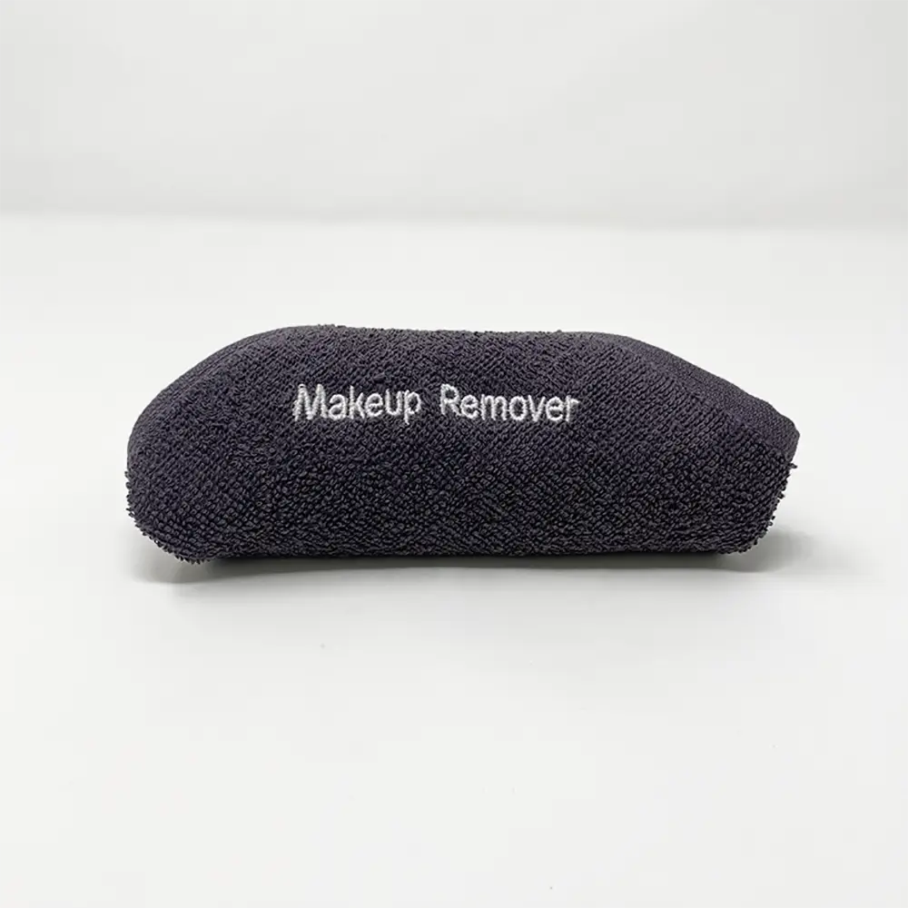 black terry cotton towel embroidered white makeup remover cloth