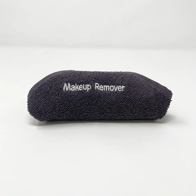 black terry cotton towel embroidered white makeup remover cloth