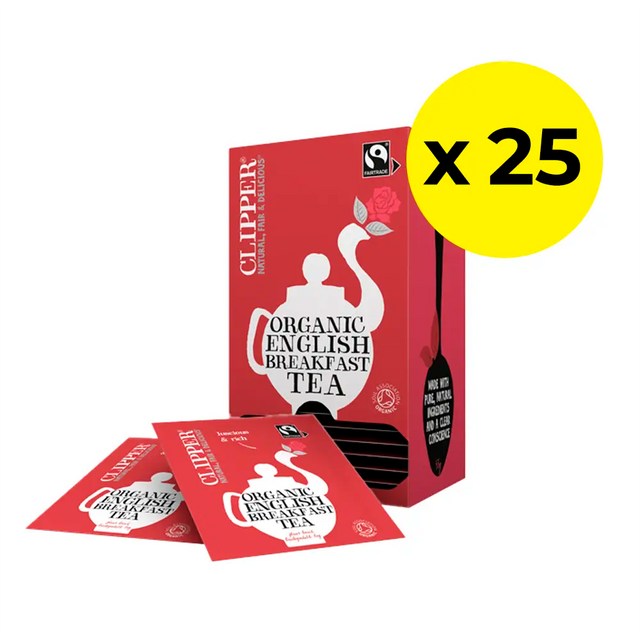 Clipper Fairtrade Organic English Breakfast Tea Bags - Tag & Envelope 25 pack