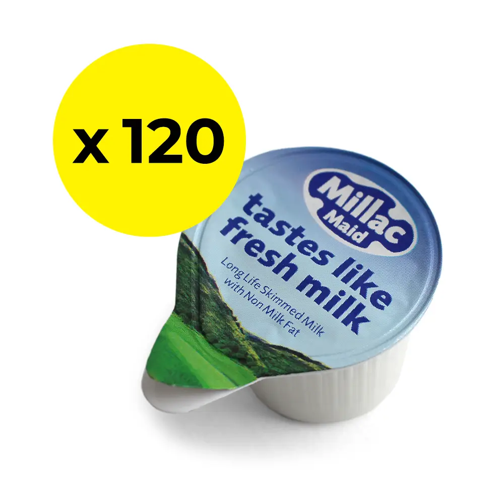 120 mini pots of Millac Maid Tastes Just Like Fresh Milk