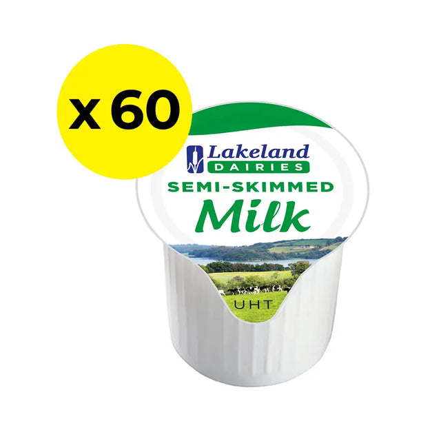 60 Lakeland Dairies Semi Skimmed Milk Mini Pots