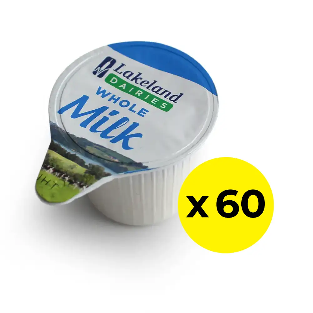60 mini pots of Lakeland Dairies Whole Milk
