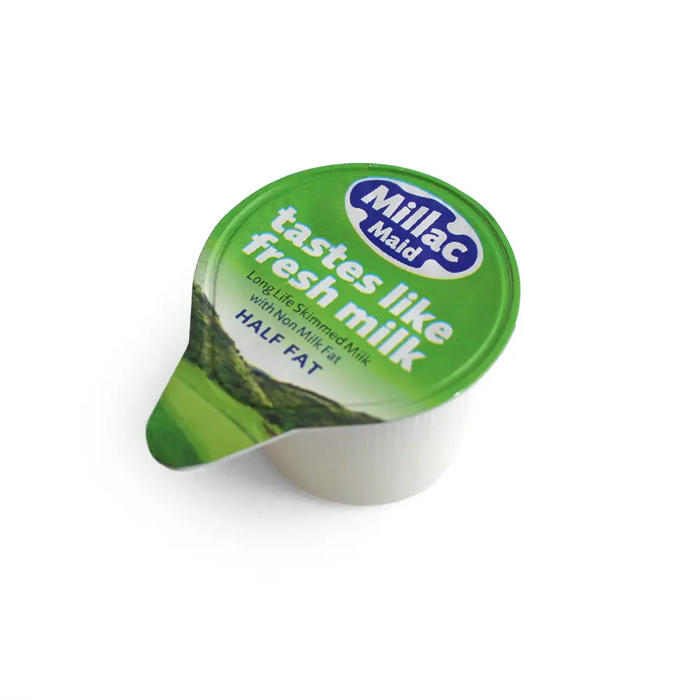A mini pot of of Millac Maid Half Fat Tastes Just Like Fresh Milk