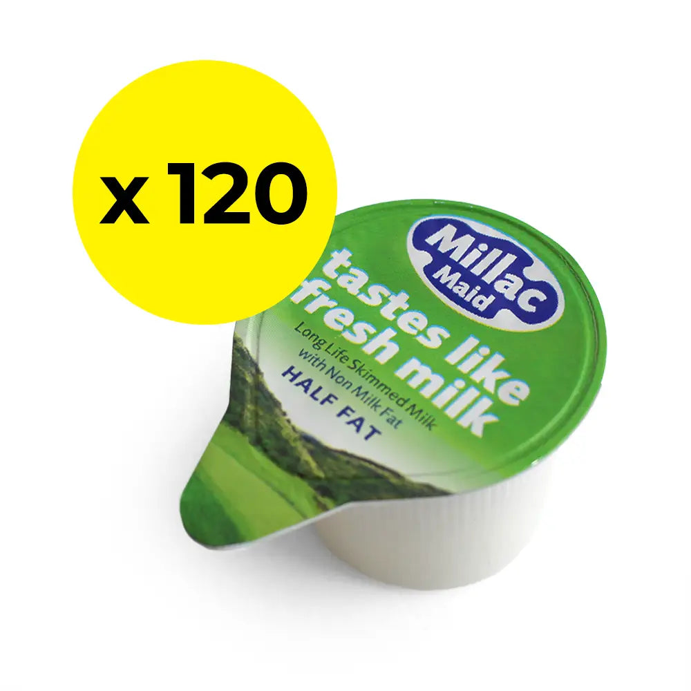 120 Pots of Millac Maid Half Fat Tastes Just Like Fresh Milk Mini Pots