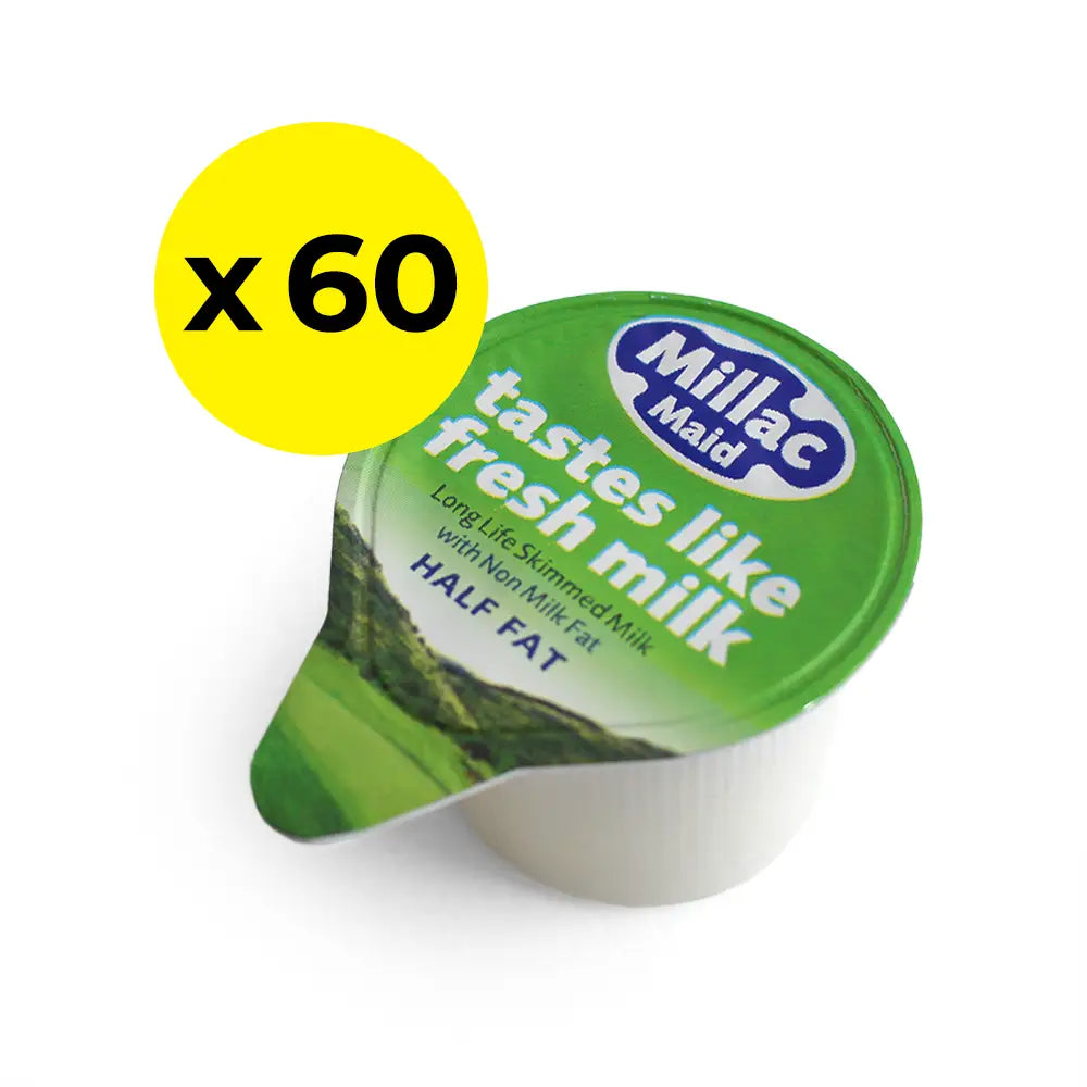 60 Pots of Millac Maid Half Fat Tastes Just Like Fresh Milk Mini Pots
