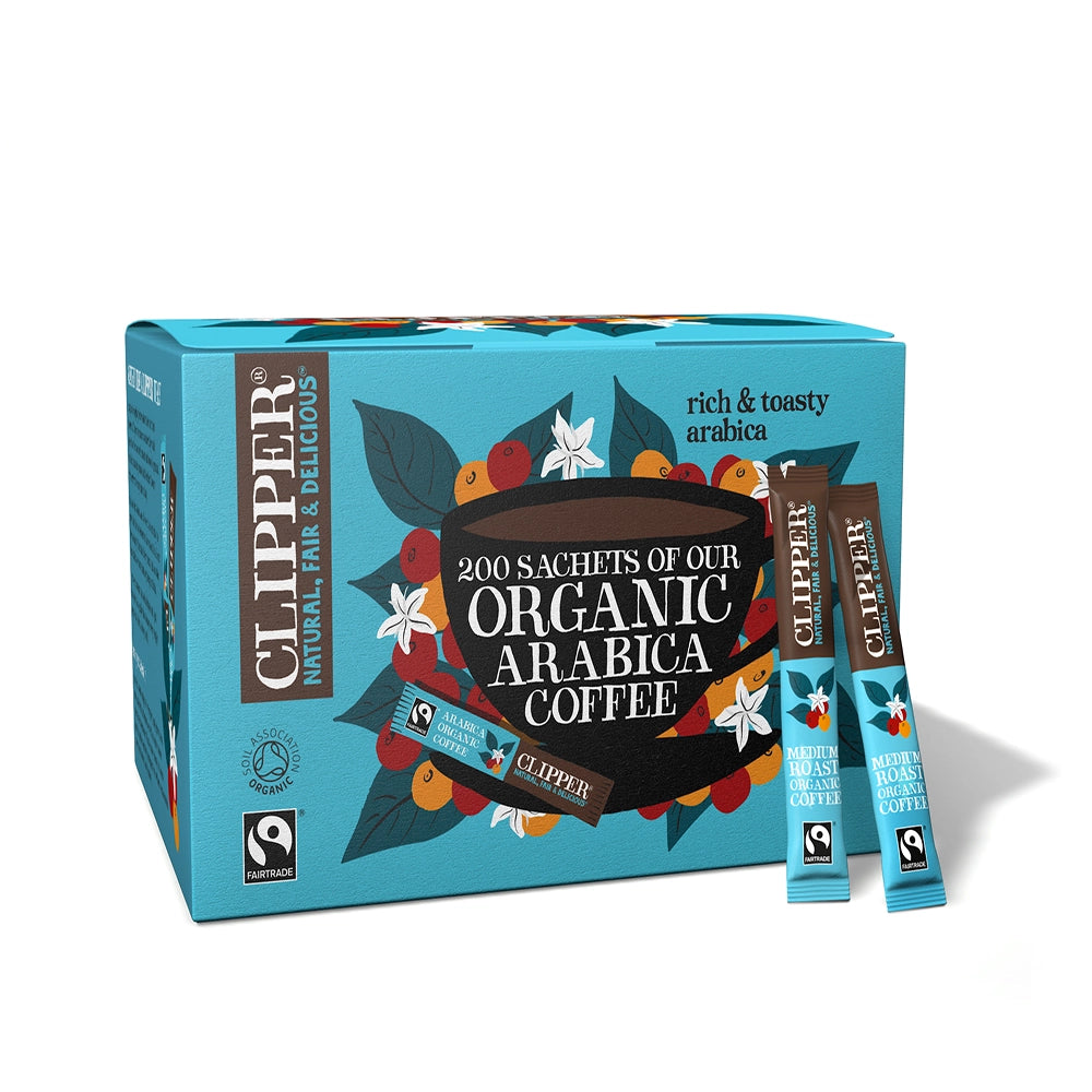 Box of clipper coffee sachet sticks