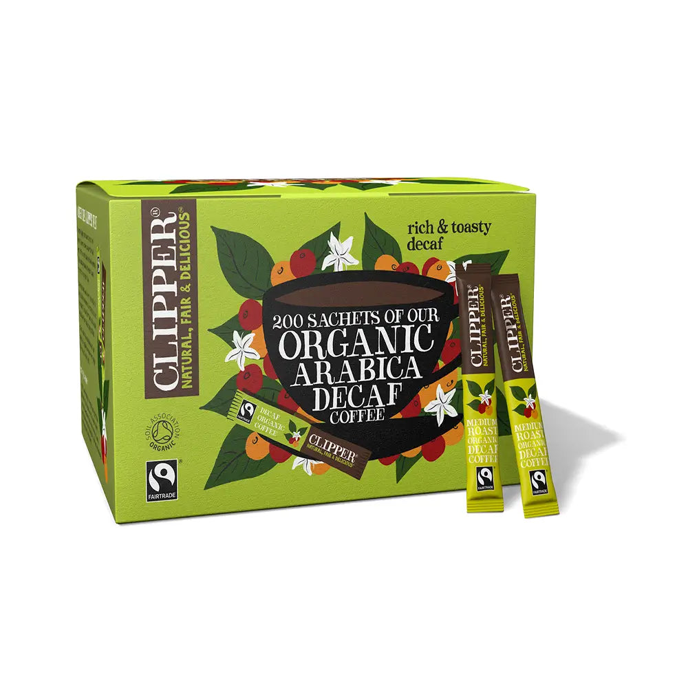Clipper's Fairtrade Organic decaf coffee satchet multipack box