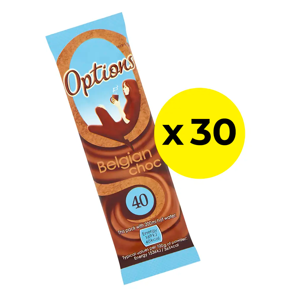 Options Belgian Hot Chocolate Sachets - Pack of 30