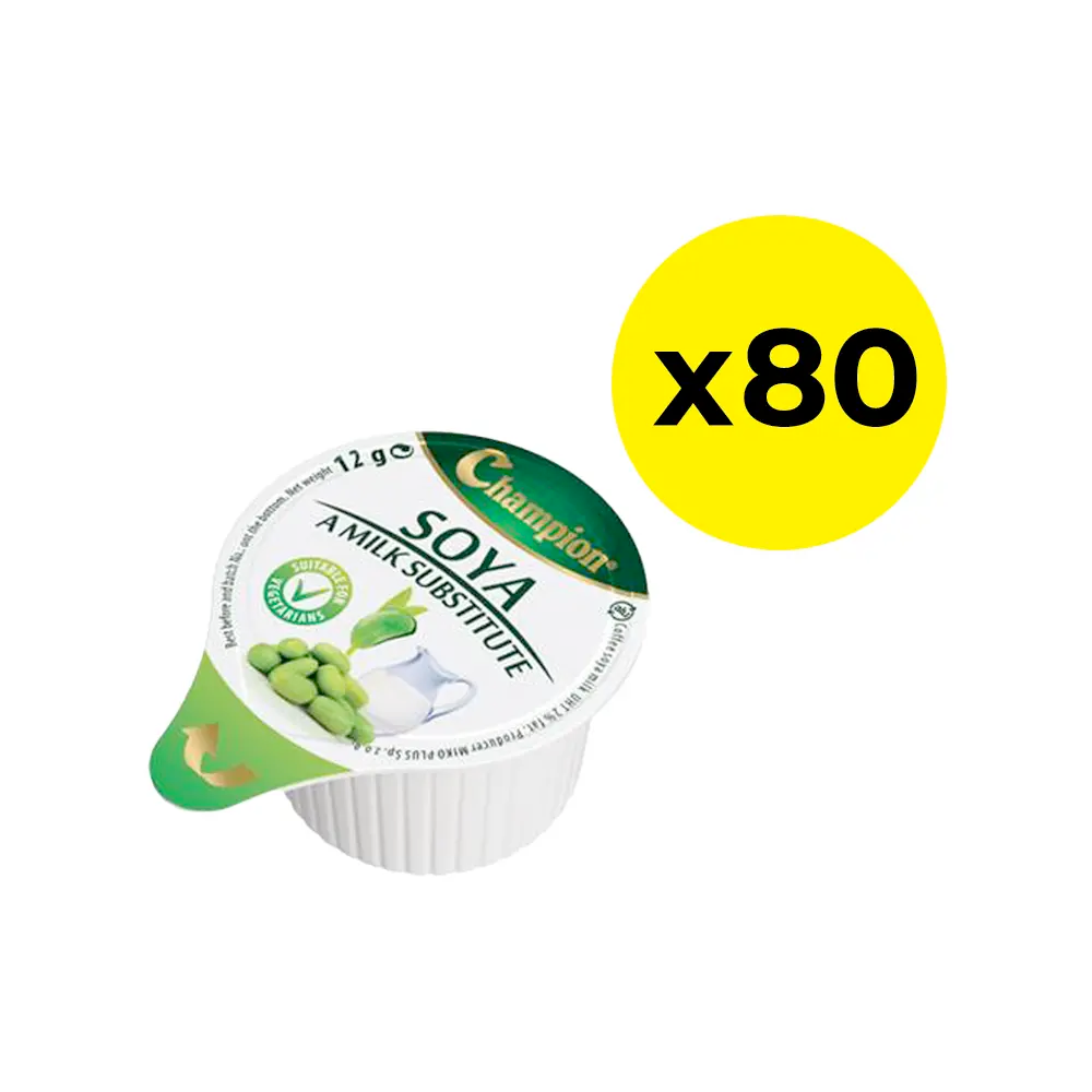 12g container of Champion Soya milk Substitute on a white background