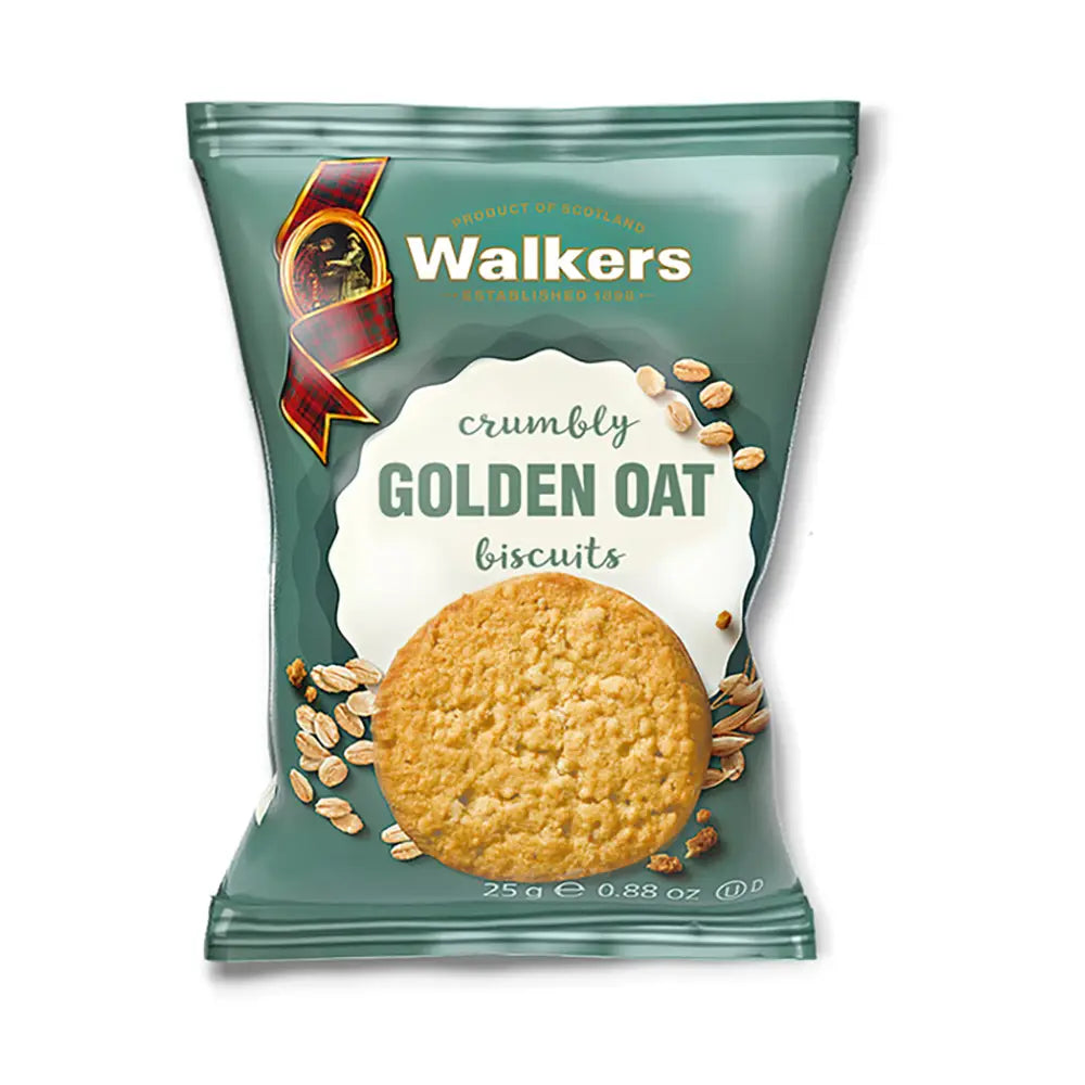 Crumbly Golden Oat Biscuits from Walkers - blue foil lined packet contains two delicious biscuits perfect for delighting guests at hotels, B&Bs and holiday lets.