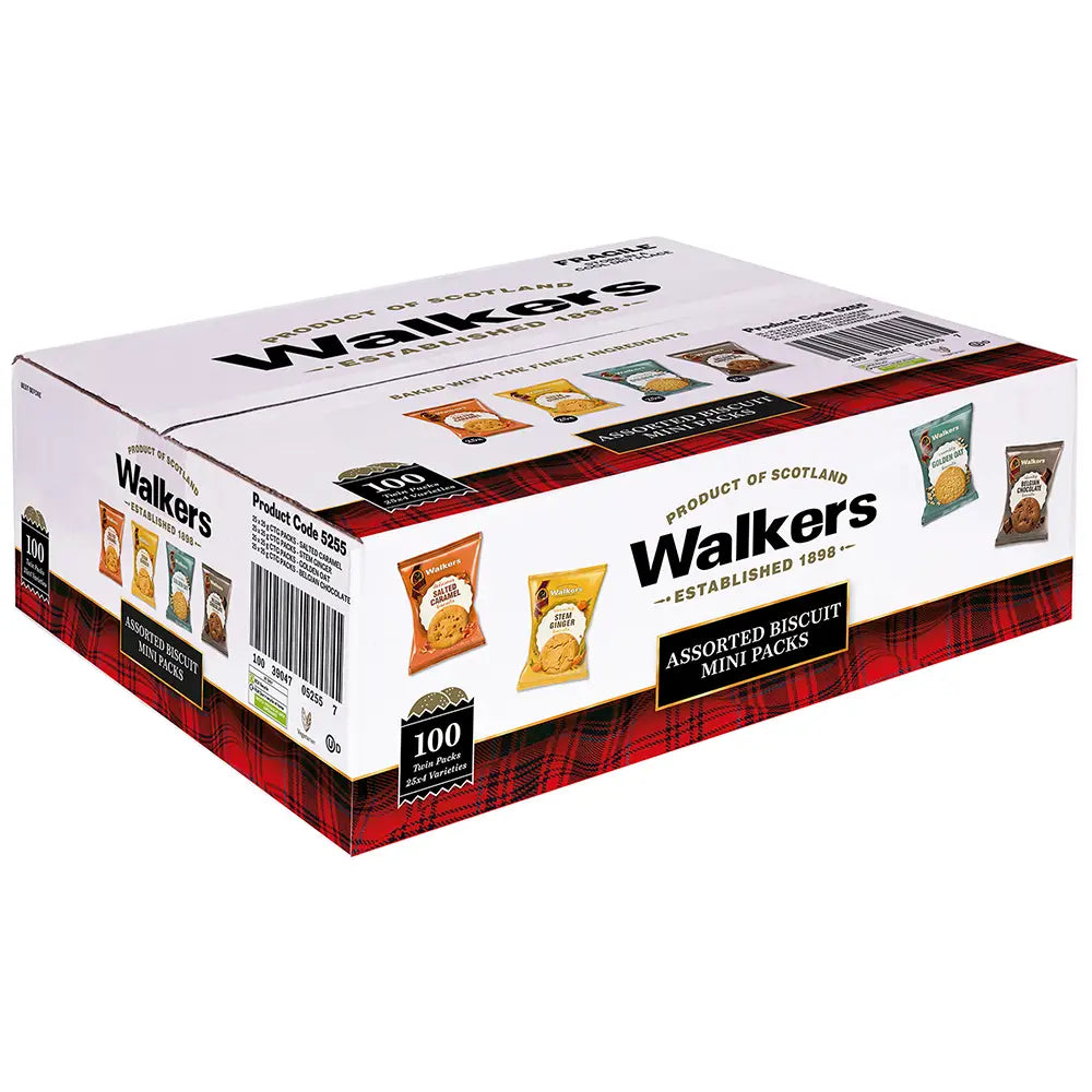 Closed Box of 25 x 4 Varieties of Biscuit Twin Packs from Walkers
