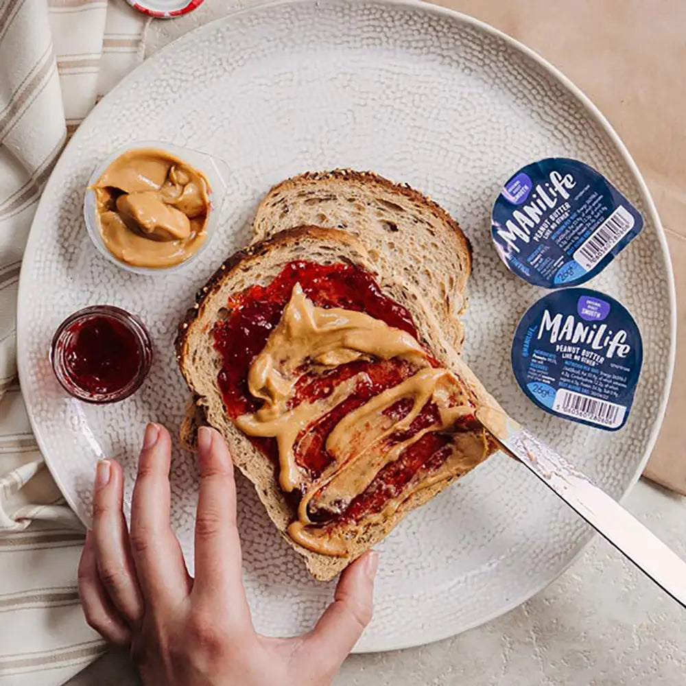 4195-48-Manilife-Smooth-Peanut-Butter lifestyle with apple and banana