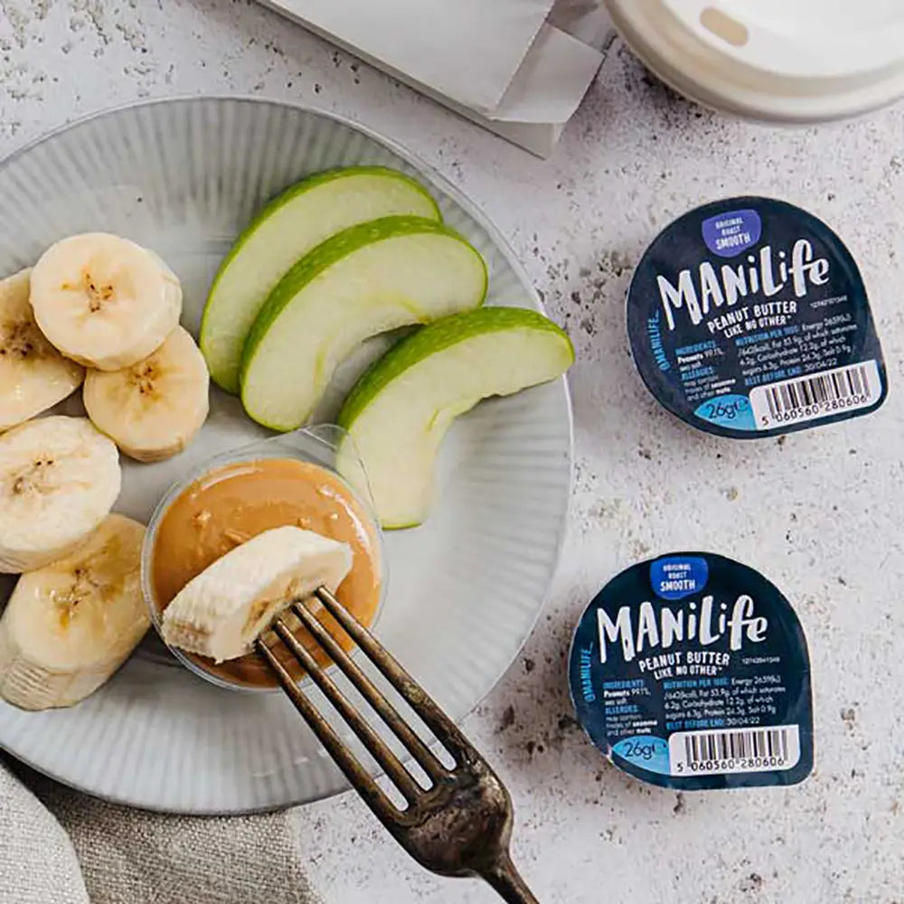 4195-48-Manilife-Smooth-Peanut-Butter lifestyle with apple and banana