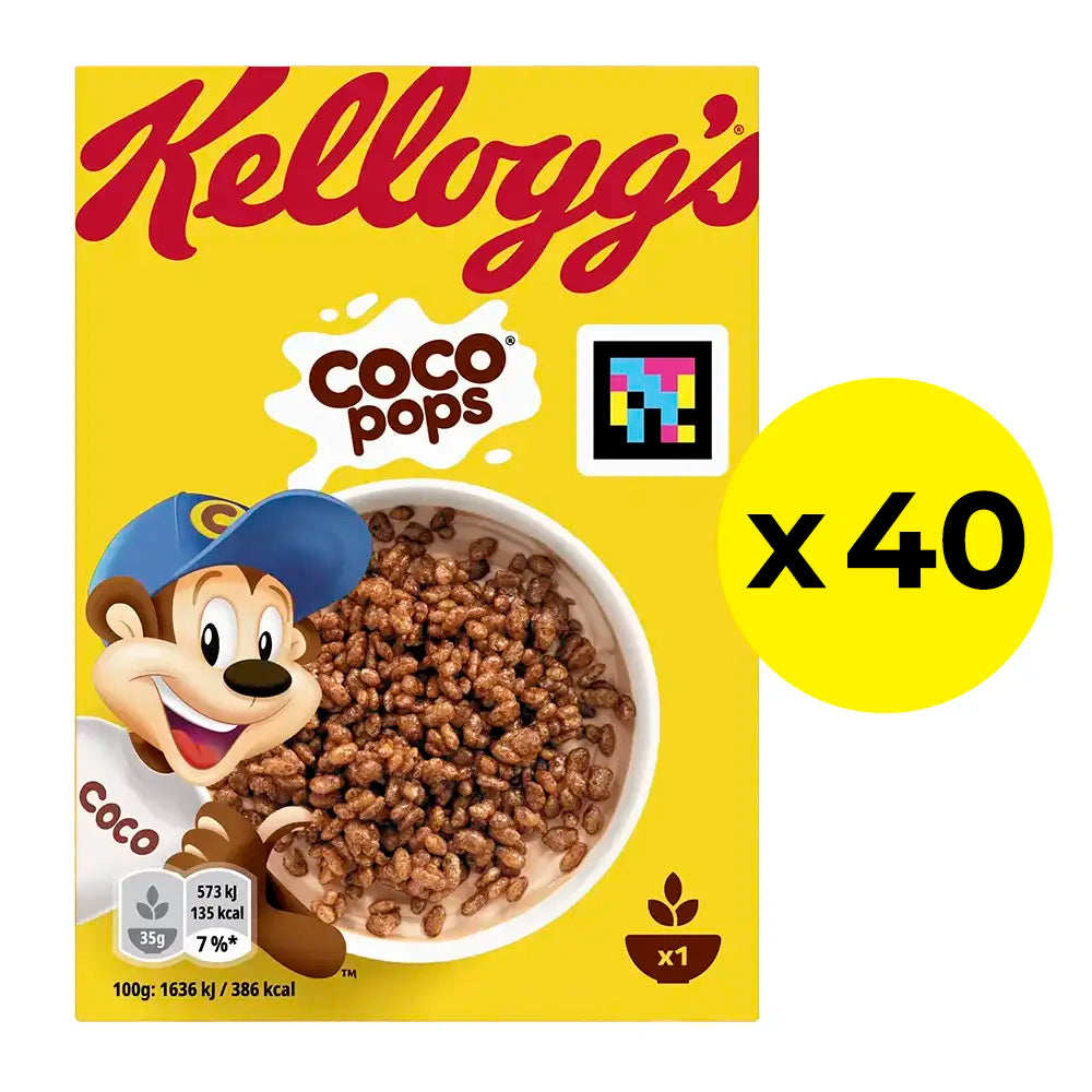 Small packs of Kelloggs Coco Pops for breakfast buffets in hotel and B&Bs, supplied by Out of Eden PACK OF 40