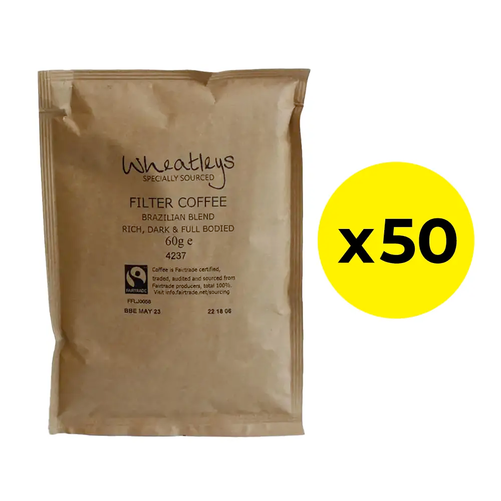 Wheatleys Fairtrade Brazilian Blend Filter Coffee Sachets 60g - Pack of 50