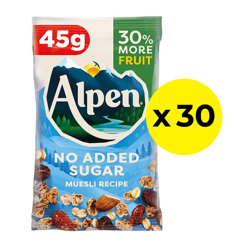 Alpen No Added Sugar Muesli Portion Sachets - Pack of 30