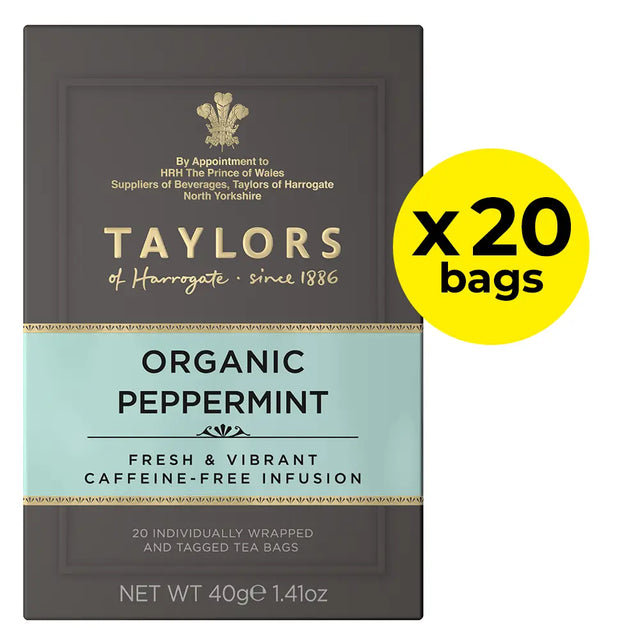 Taylors Organic Peppermint Tea Bags (Tag & Envelope) - Pack of 20